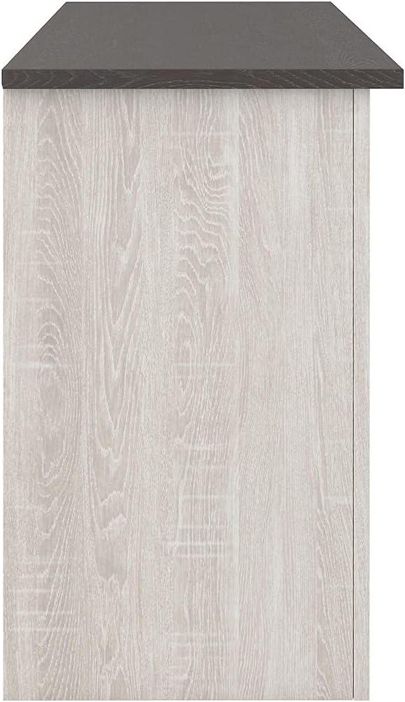 imageSignature Design by Ashley Dorrinson Modern Farmhouse 60quot TV Stand with Electric Fireplace for TVs up to 69quot White ampamp GrayWhitewash