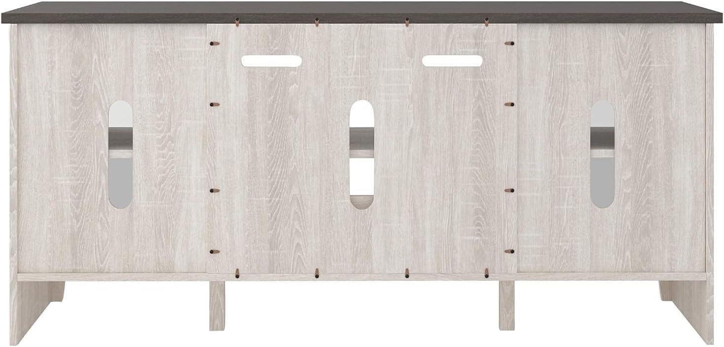 imageSignature Design by Ashley Dorrinson Modern Farmhouse 60quot TV Stand with Electric Fireplace for TVs up to 69quot White ampamp GrayWhitewash