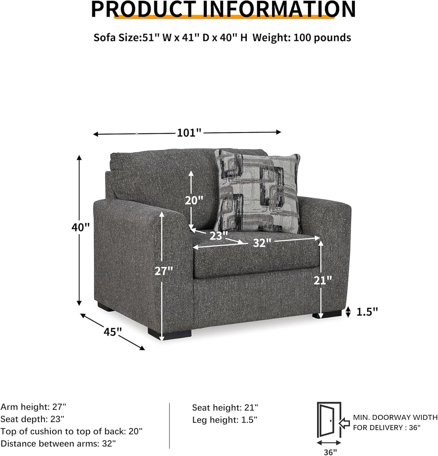 imageSignature Design by Ashley Gardiner Modern Upholstered Oversized Chair with 1 Throw Pillow Gray
