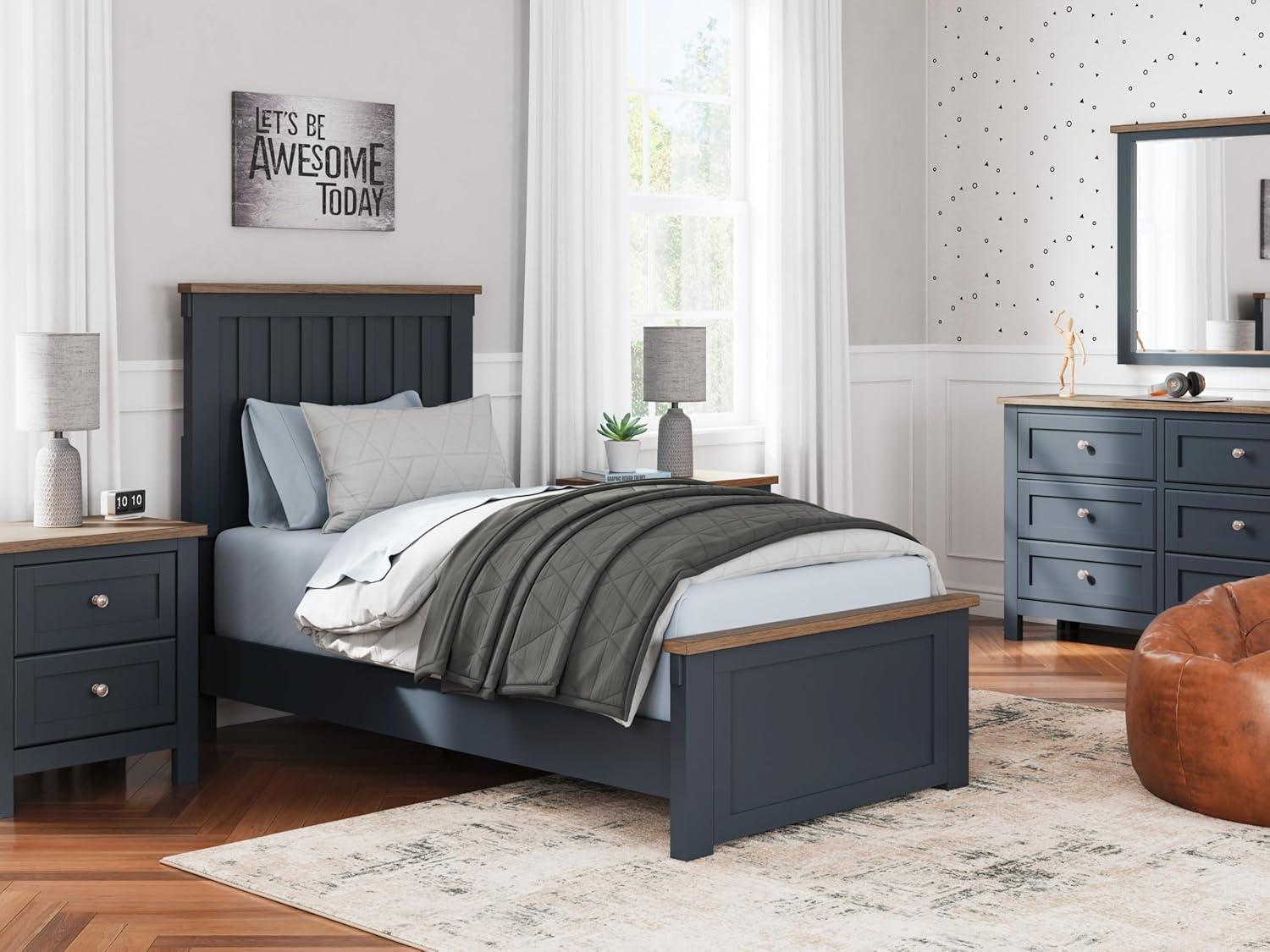 imageSignature Design by Ashley Landocken Classic Panel Headboard Full BlueTwin