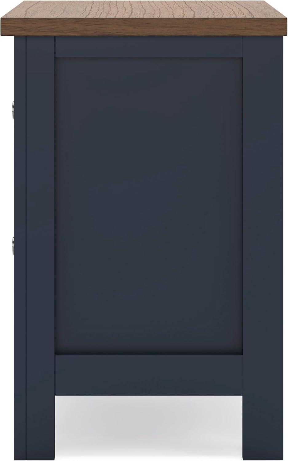 imageSignature Design by Ashley Landocken Vintage 2 Drawer Nightstand for Bedrooom Blue ampamp Light Brown