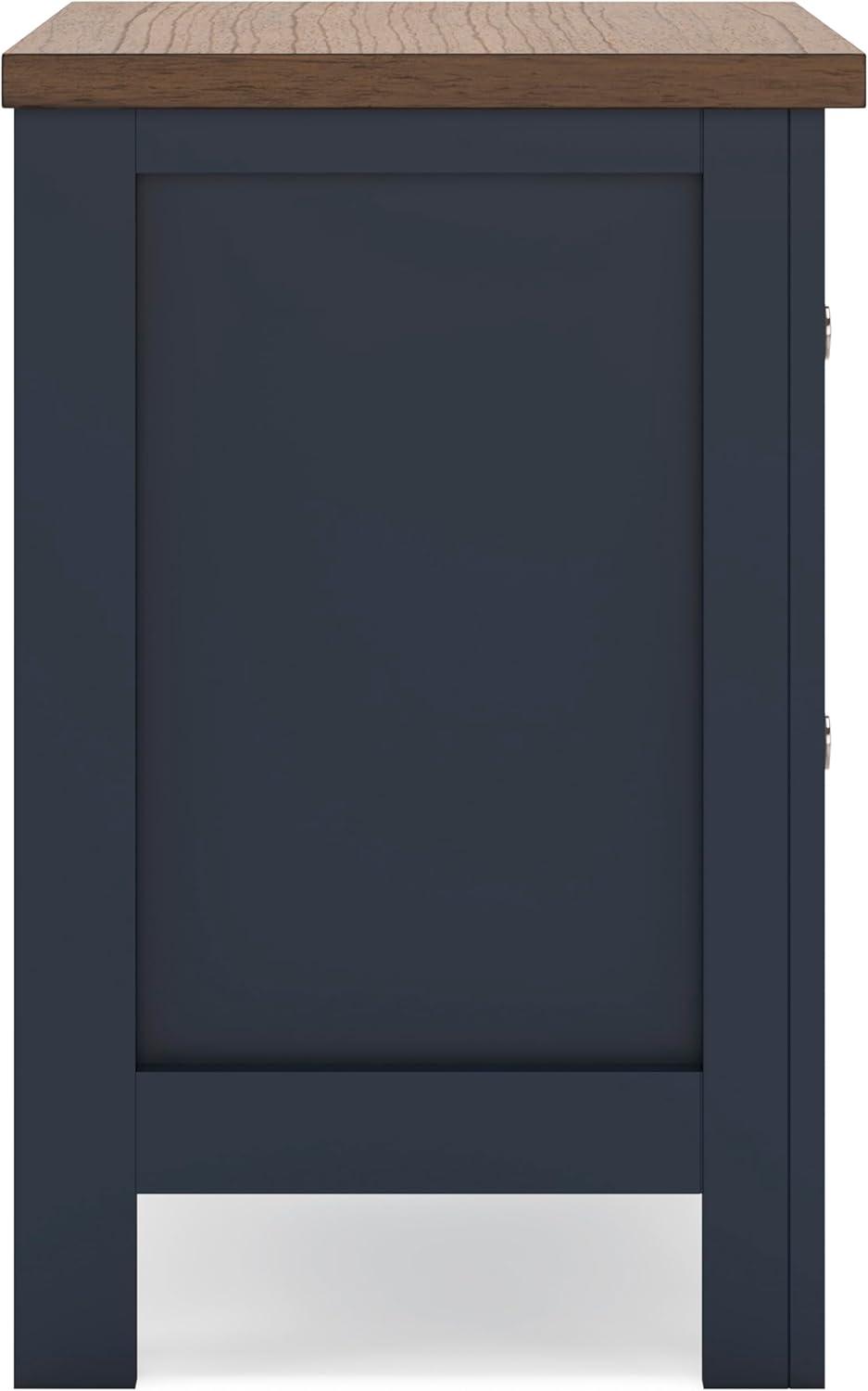 imageSignature Design by Ashley Landocken Vintage 2 Drawer Nightstand for Bedrooom Blue ampamp Light Brown