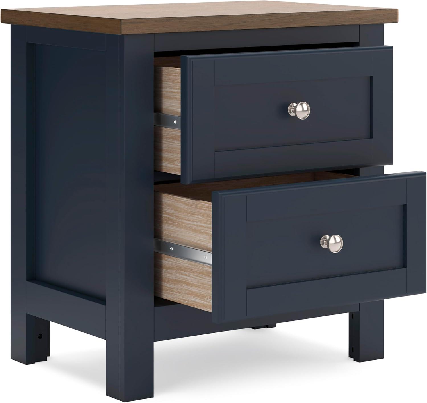 imageSignature Design by Ashley Landocken Vintage 2 Drawer Nightstand for Bedrooom Blue ampamp Light Brown