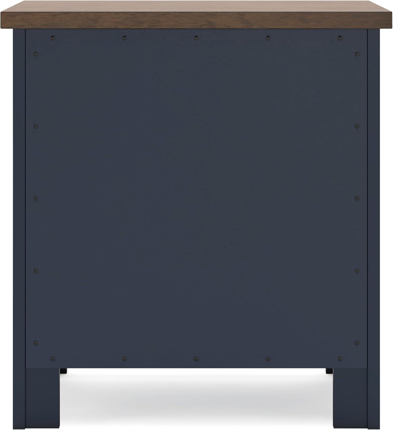 imageSignature Design by Ashley Landocken Vintage 2 Drawer Nightstand for Bedrooom Blue ampamp Light Brown