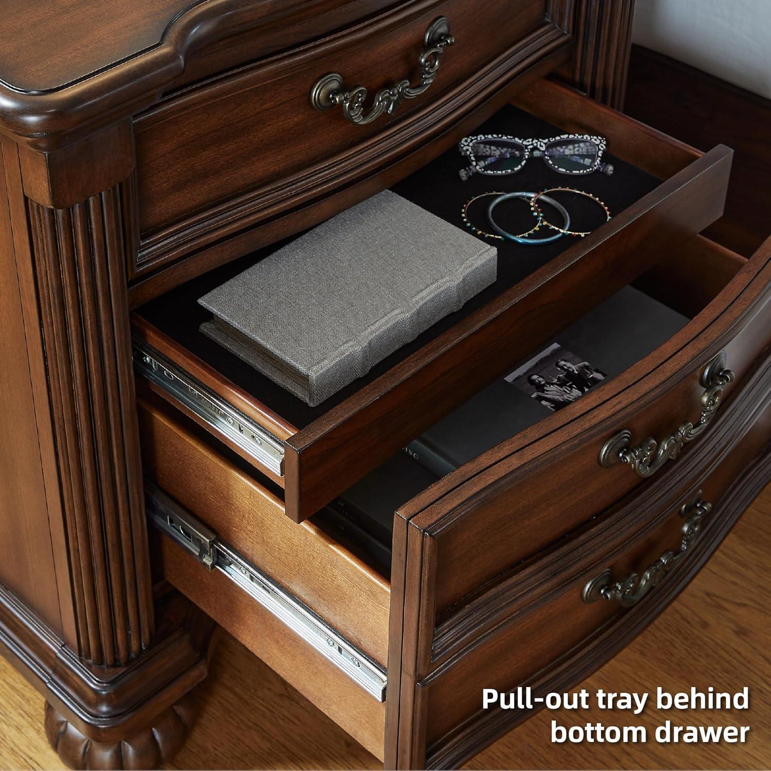 imageSignature Design by Ashley Lavinton Classic 2 Drawer Nightstand for Bedroom 28quot Tall Dark Brown