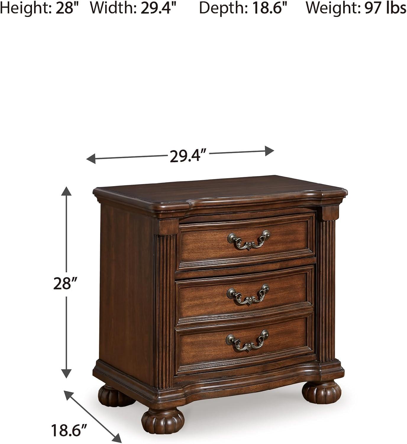 imageSignature Design by Ashley Lavinton Classic 2 Drawer Nightstand for Bedroom 28quot Tall Dark Brown