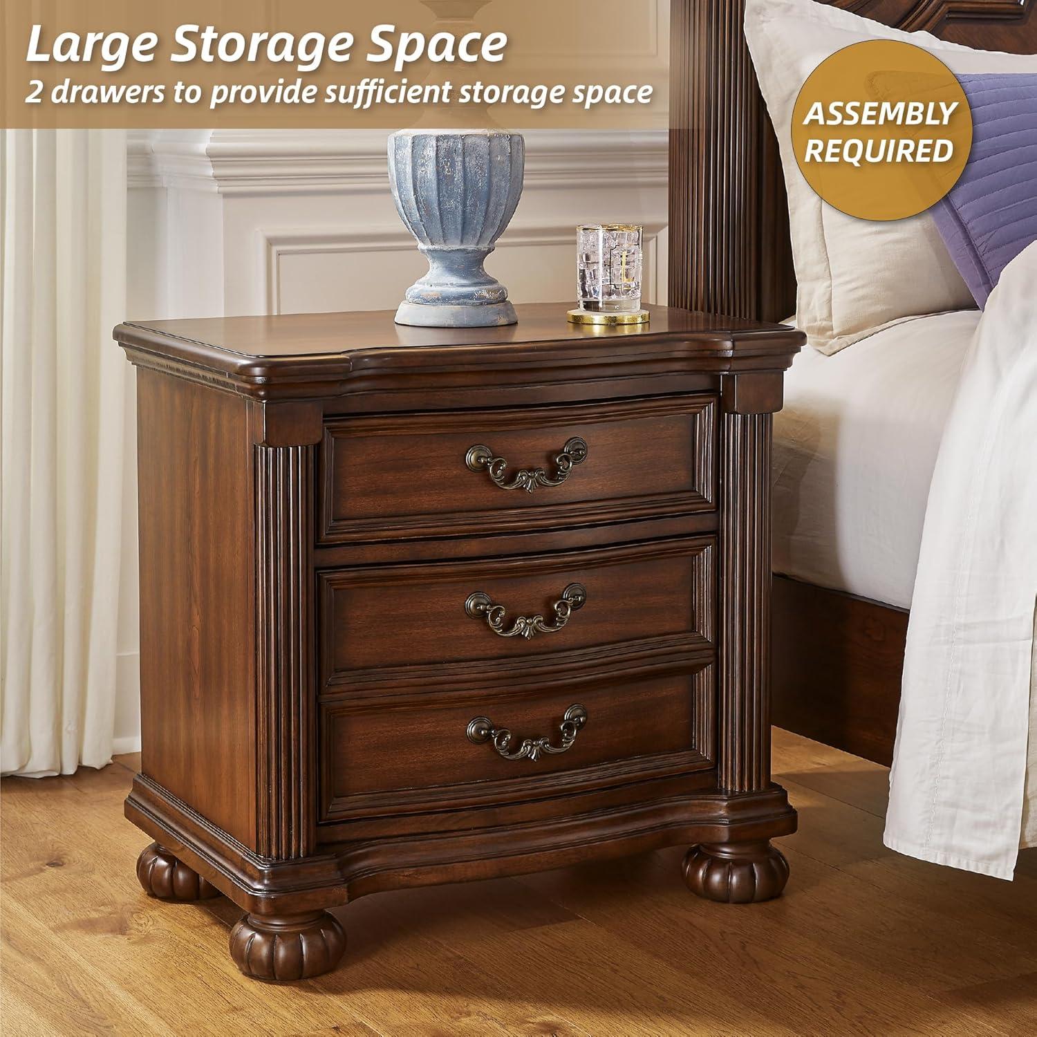 imageSignature Design by Ashley Lavinton Classic 2 Drawer Nightstand for Bedroom 28quot Tall Dark Brown
