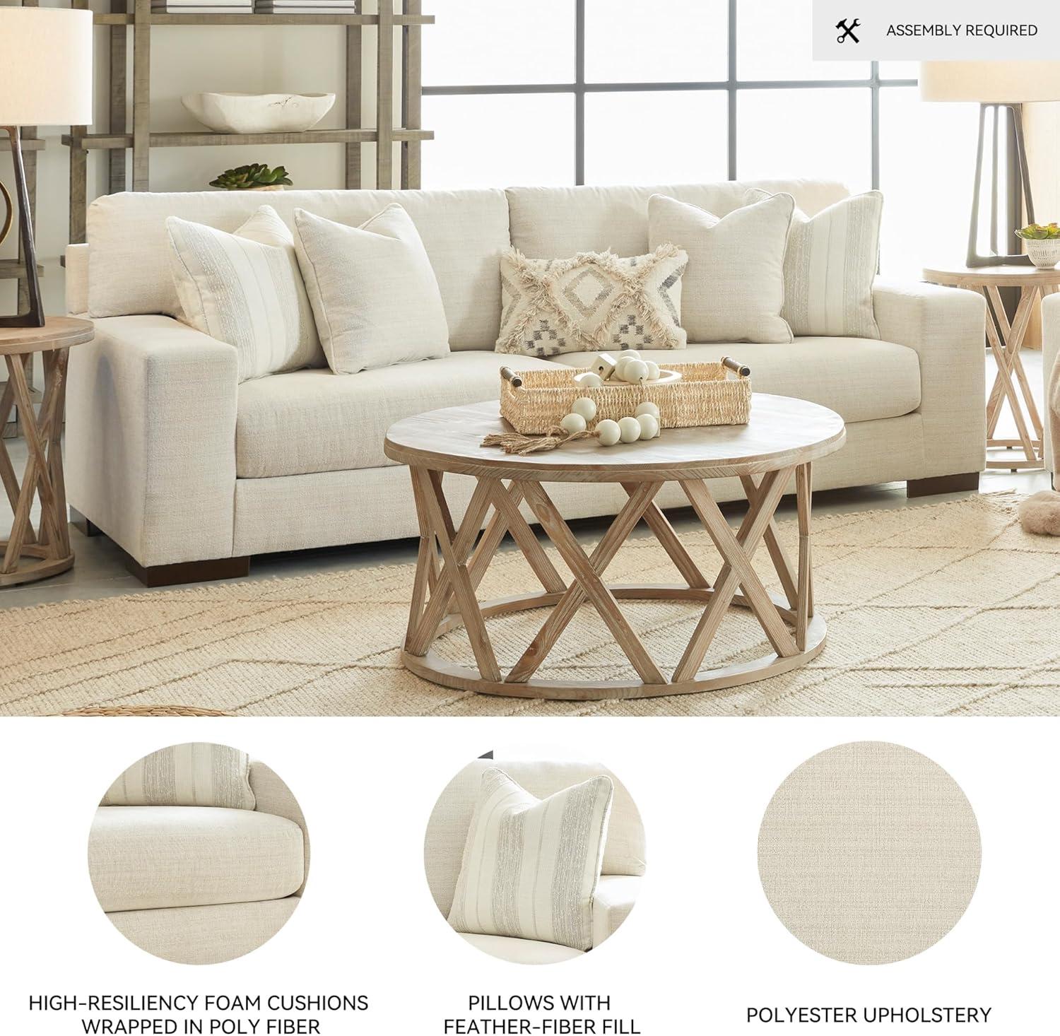 imageSignature Design by Ashley Maggie Contemporary Upholstered Sofa with Accent Pillows OffWhiteOffwhite