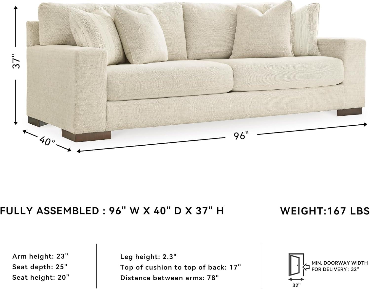 imageSignature Design by Ashley Maggie Contemporary Upholstered Sofa with Accent Pillows OffWhiteOffwhite