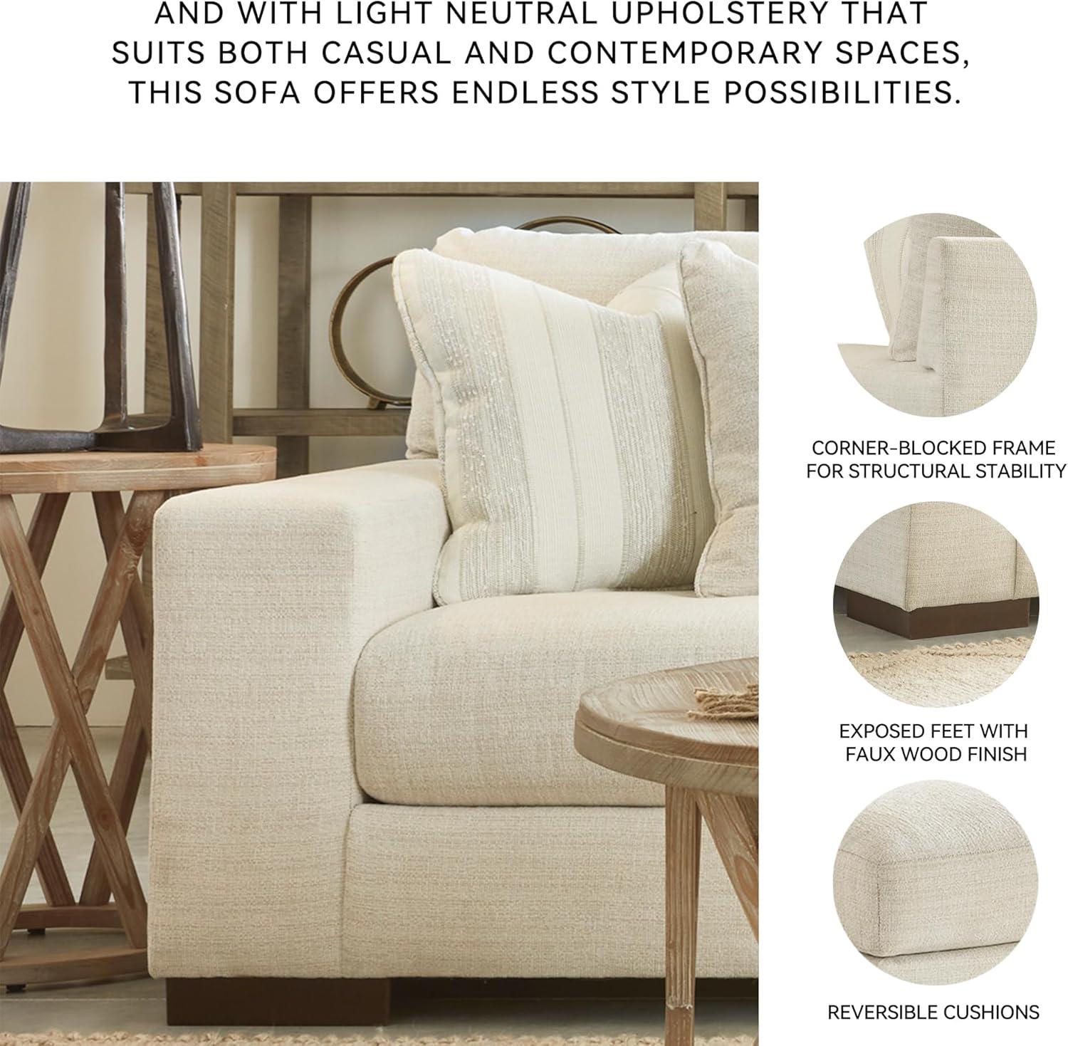 imageSignature Design by Ashley Maggie Contemporary Upholstered Sofa with Accent Pillows OffWhiteOffwhite