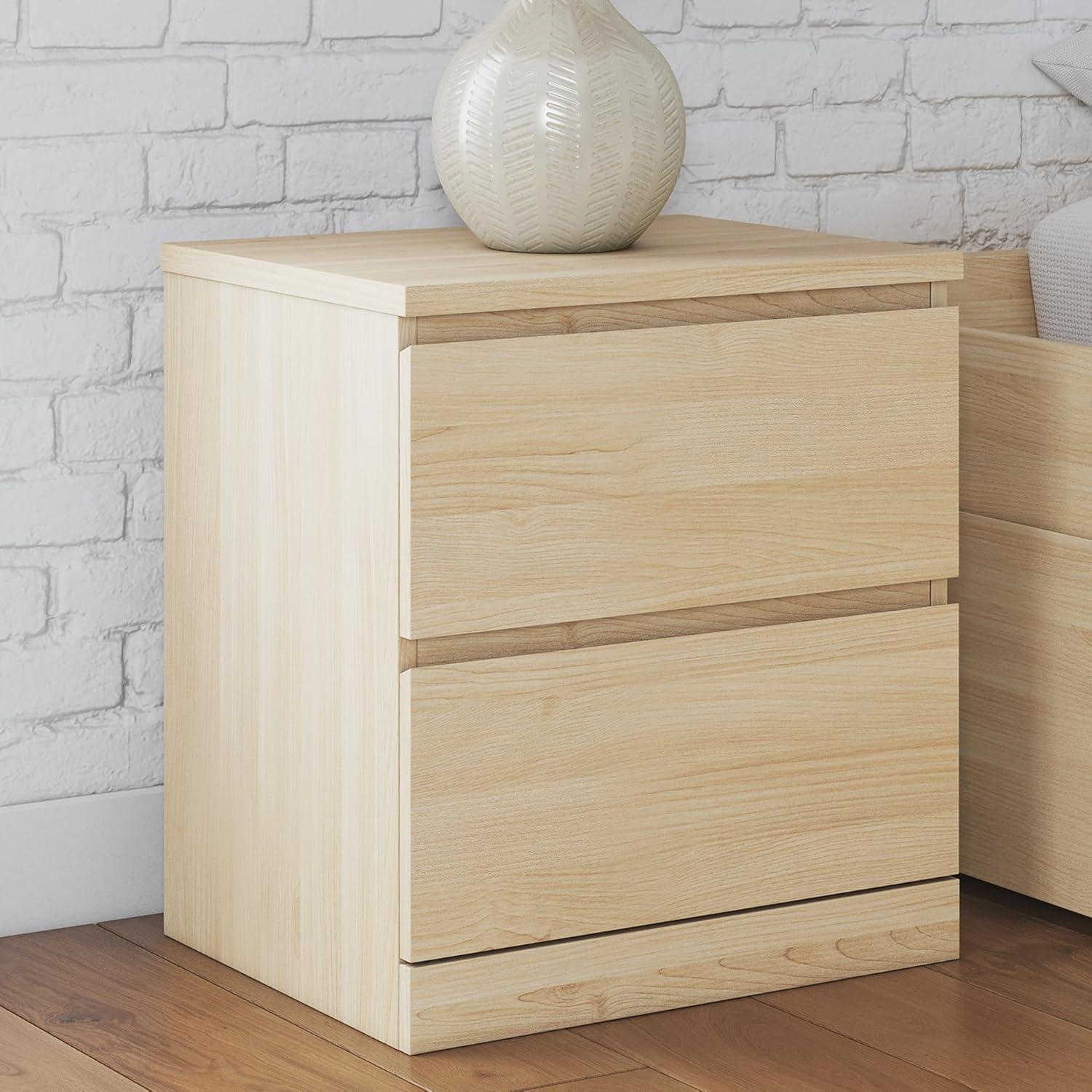 imageSignature Design by Ashley Onita Contemporary 2 Drawer Nightstand 2175quot Tall WhiteLight Brown