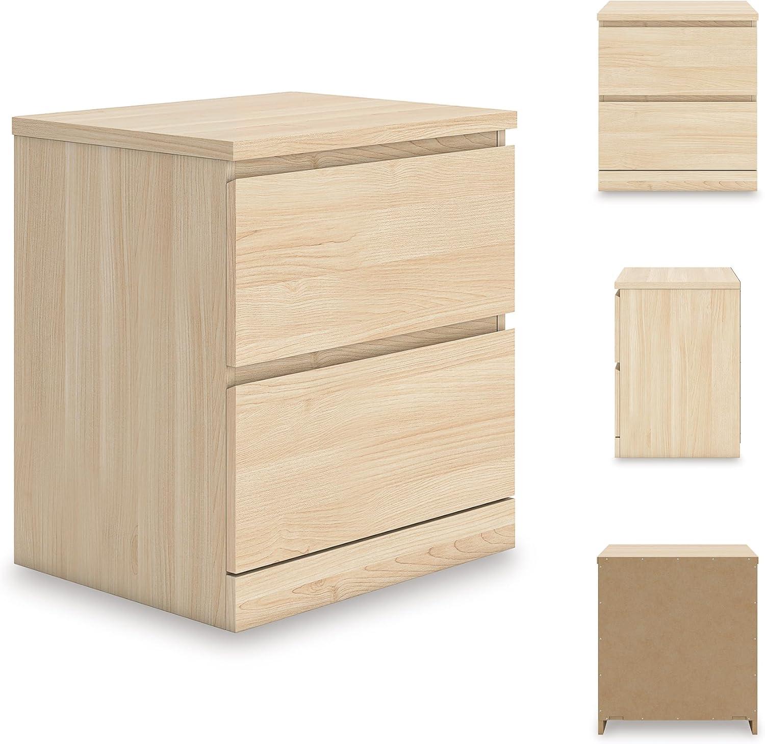 imageSignature Design by Ashley Onita Contemporary 2 Drawer Nightstand 2175quot Tall WhiteLight Brown