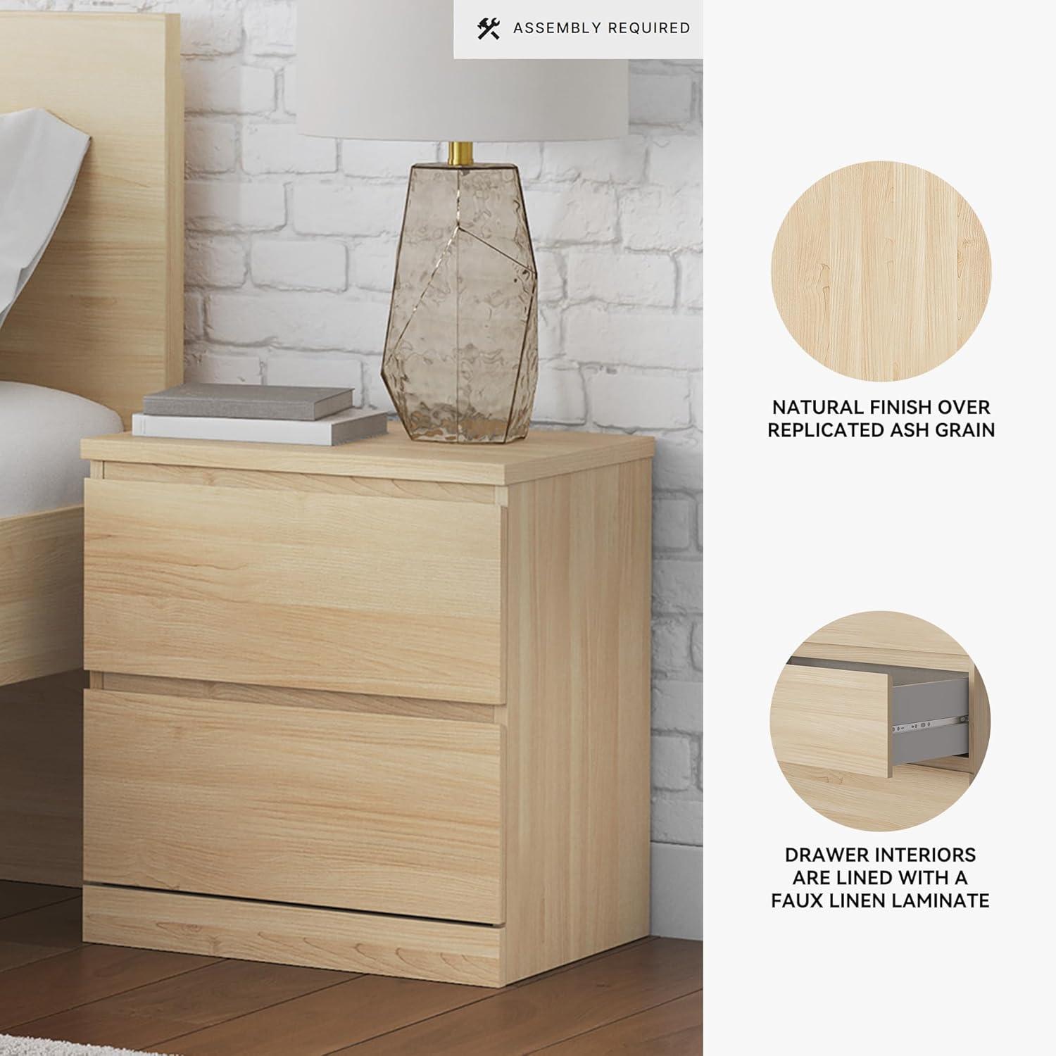 imageSignature Design by Ashley Onita Contemporary 2 Drawer Nightstand 2175quot Tall WhiteLight Brown