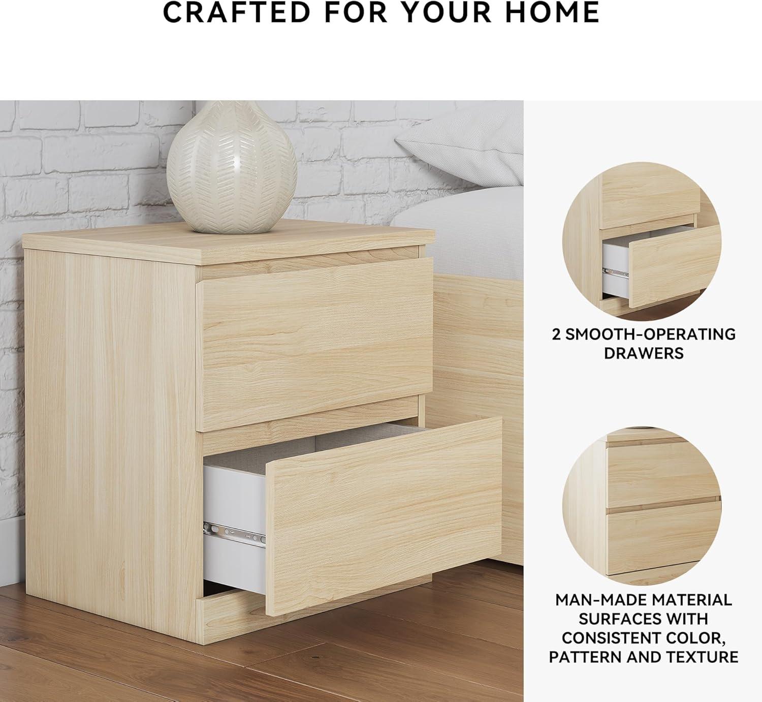 imageSignature Design by Ashley Onita Contemporary 2 Drawer Nightstand 2175quot Tall WhiteLight Brown