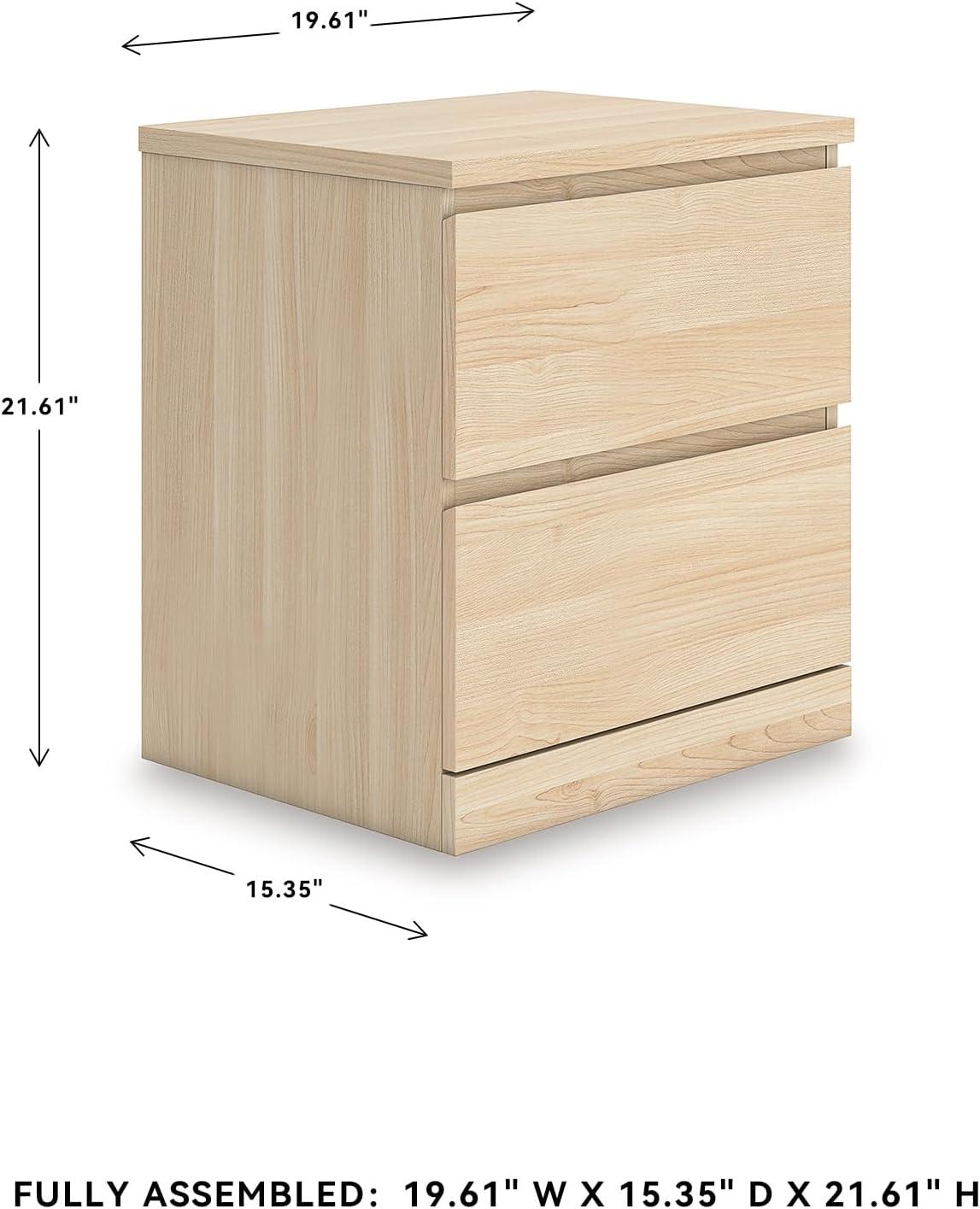 imageSignature Design by Ashley Onita Contemporary 2 Drawer Nightstand 2175quot Tall WhiteLight Brown