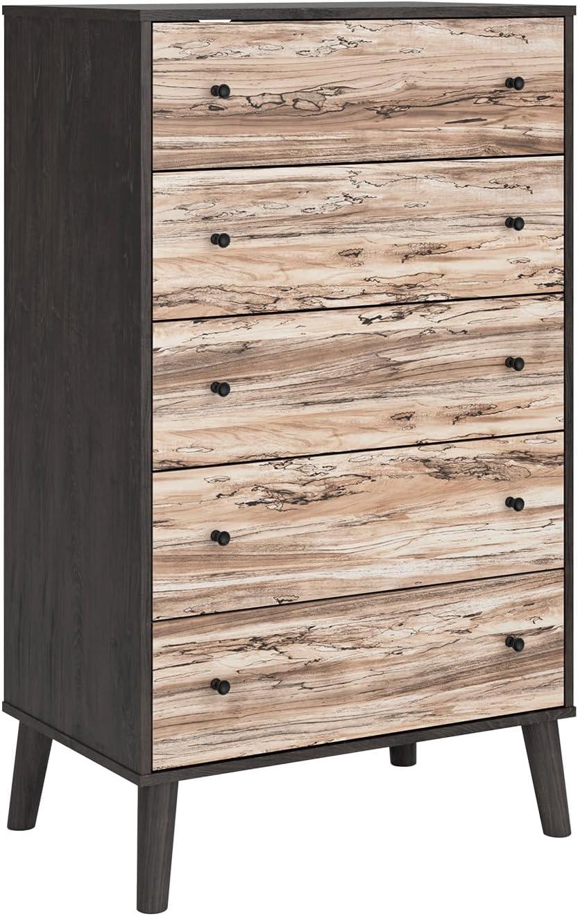 imageSignature Design by Ashley Piperton 5 Drawer Chest Black ampamp Light BrownNaturalBlack
