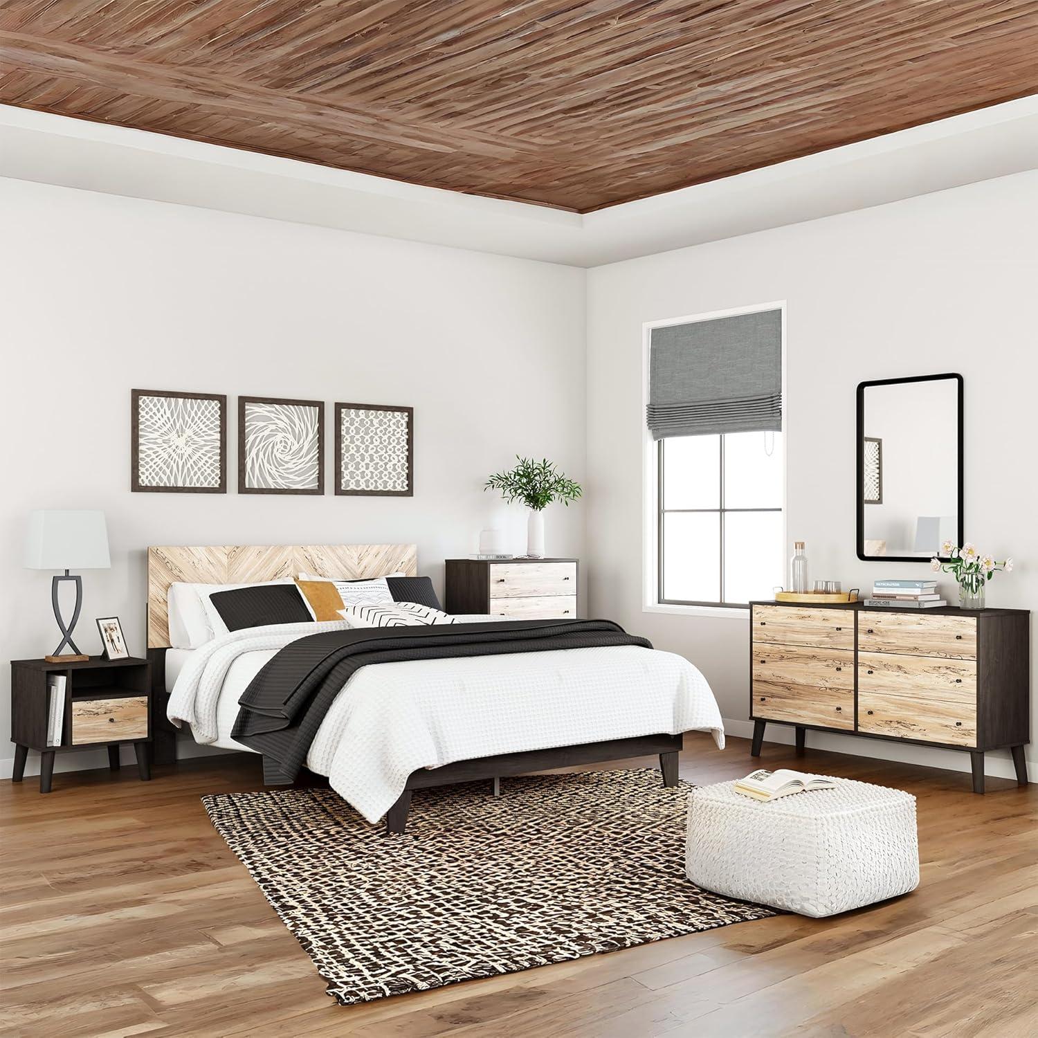 imageSignature Design by Ashley Piperton 5 Drawer Chest Black ampamp Light BrownNaturalBlack