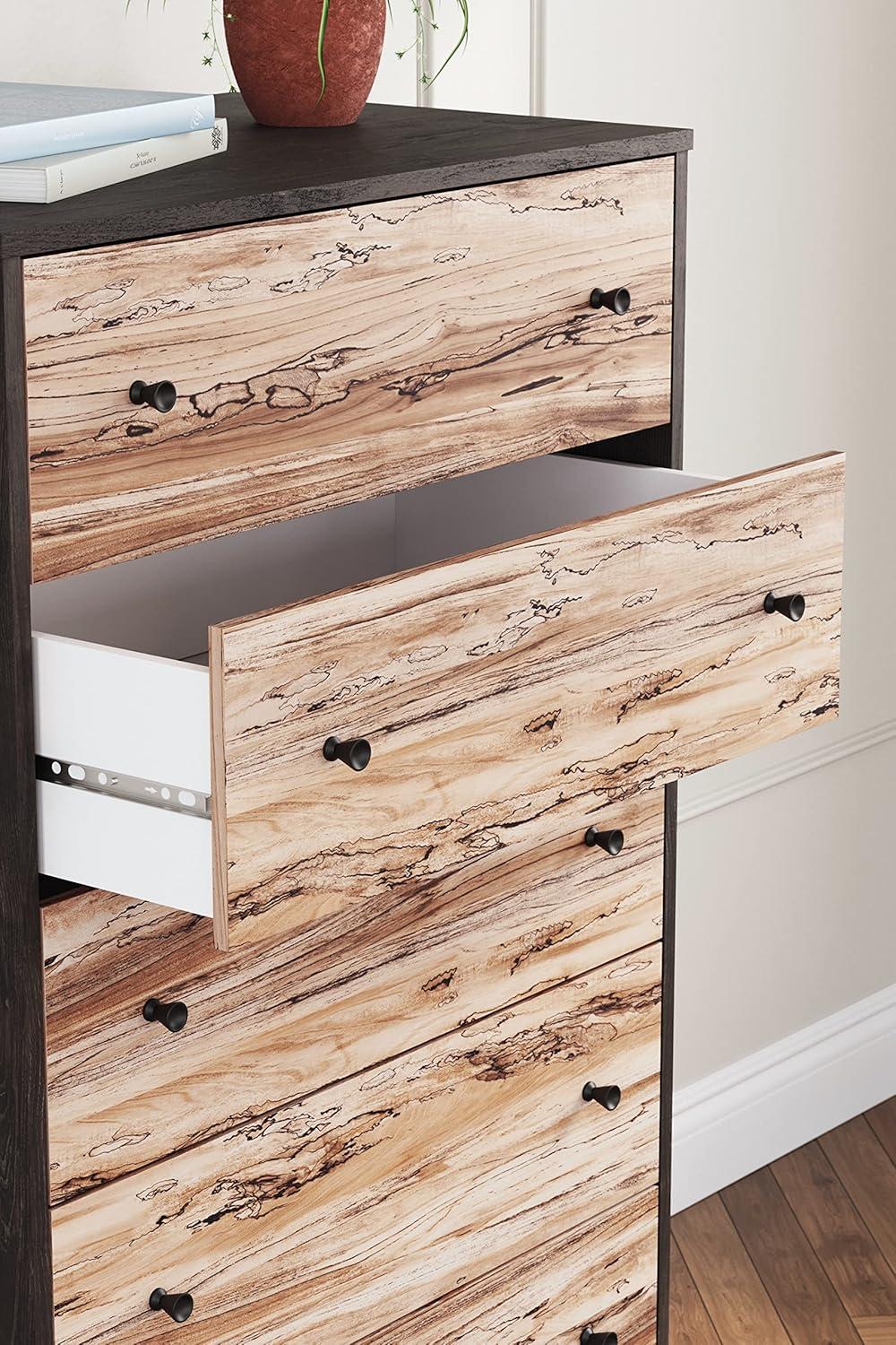 imageSignature Design by Ashley Piperton 5 Drawer Chest Black ampamp Light BrownNaturalBlack