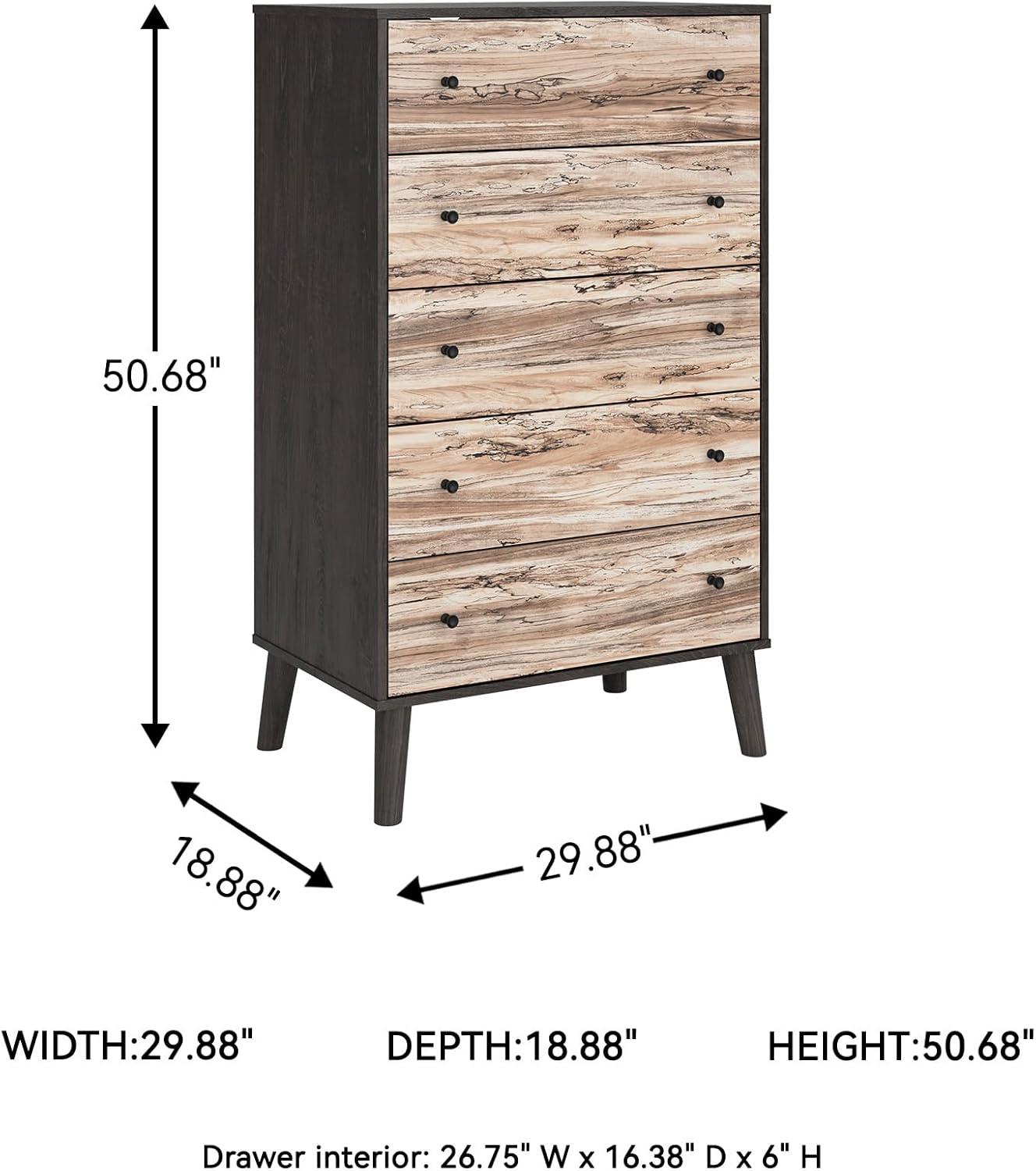 imageSignature Design by Ashley Piperton 5 Drawer Chest Black ampamp Light BrownNaturalBlack
