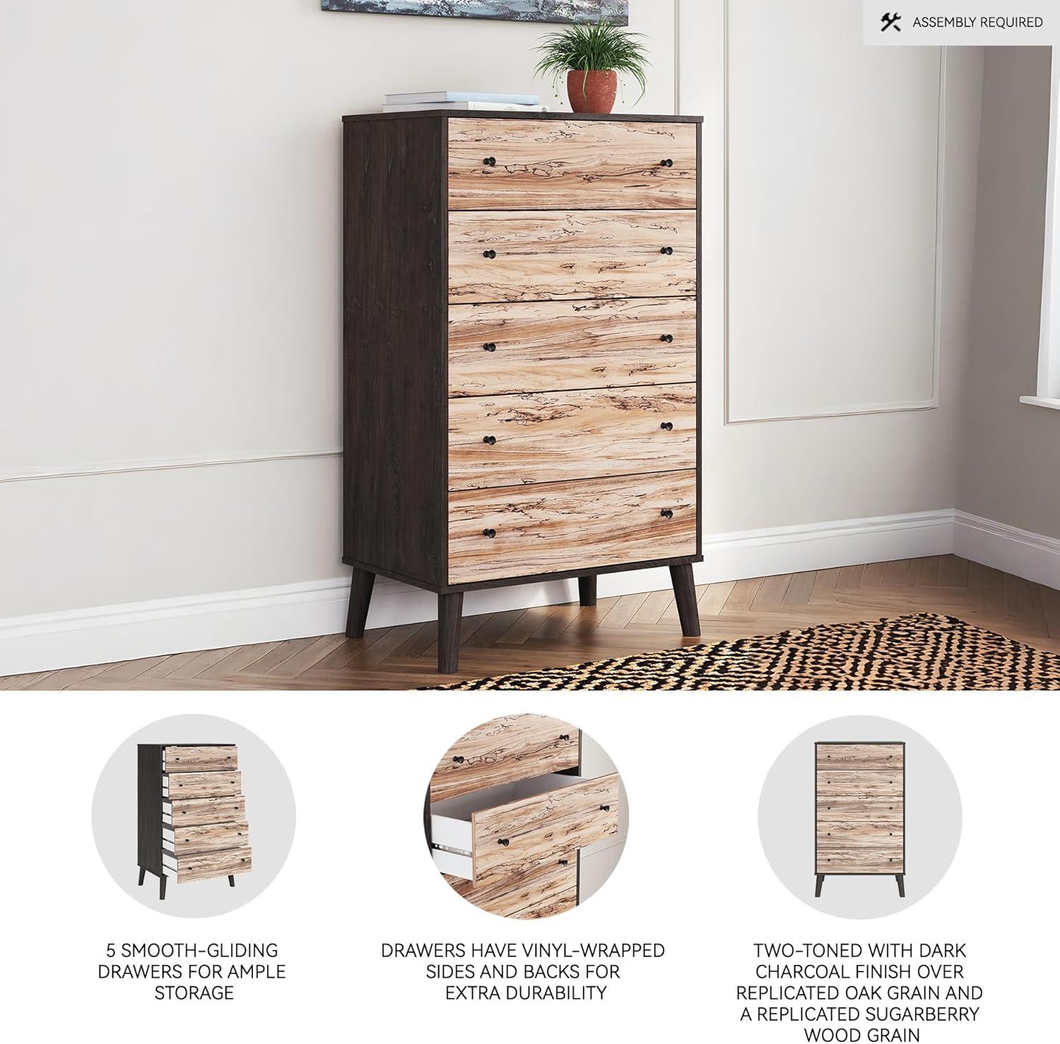 imageSignature Design by Ashley Piperton 5 Drawer Chest Black ampamp Light BrownNaturalBlack
