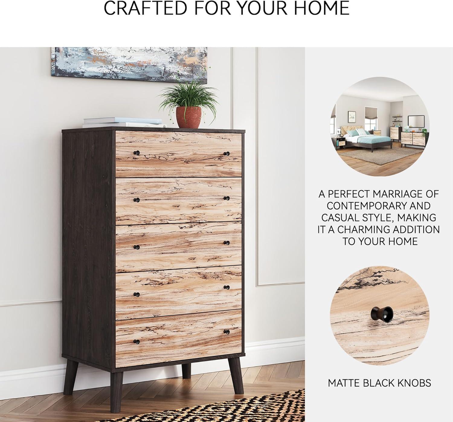 imageSignature Design by Ashley Piperton 5 Drawer Chest Black ampamp Light BrownNaturalBlack