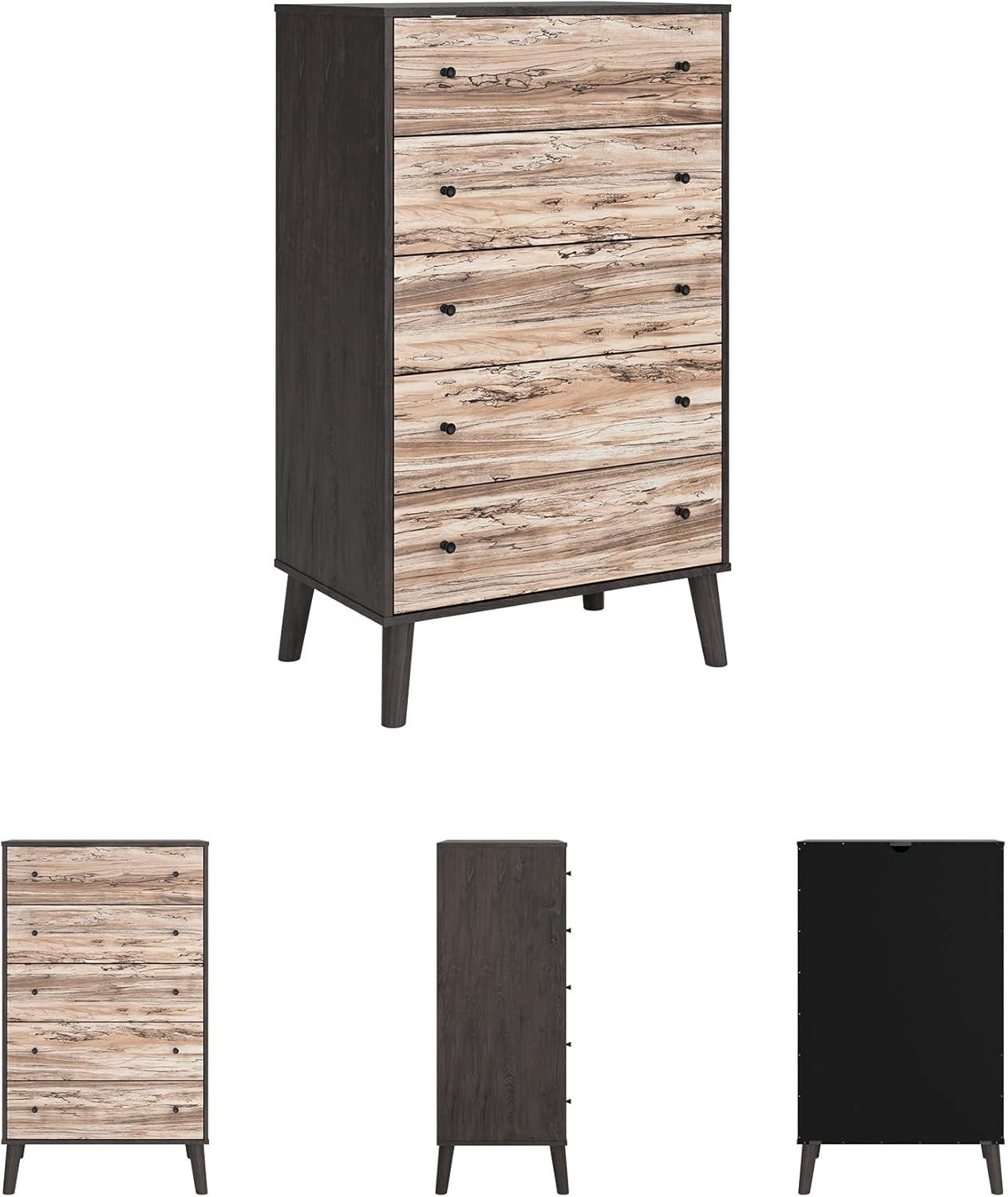 imageSignature Design by Ashley Piperton 5 Drawer Chest Black ampamp Light BrownNaturalBlack