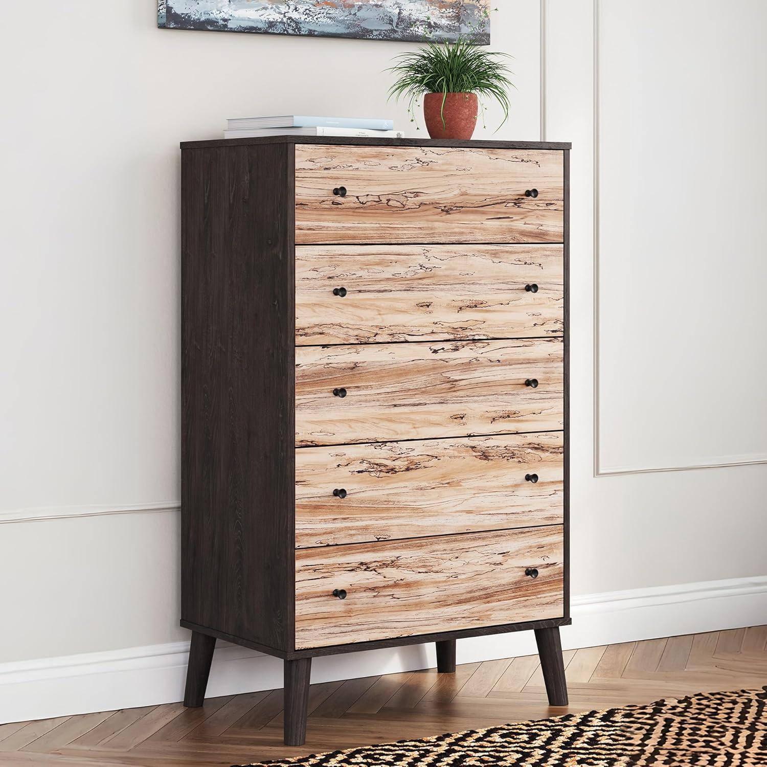 imageSignature Design by Ashley Piperton 5 Drawer Chest Black ampamp Light BrownNaturalBlack
