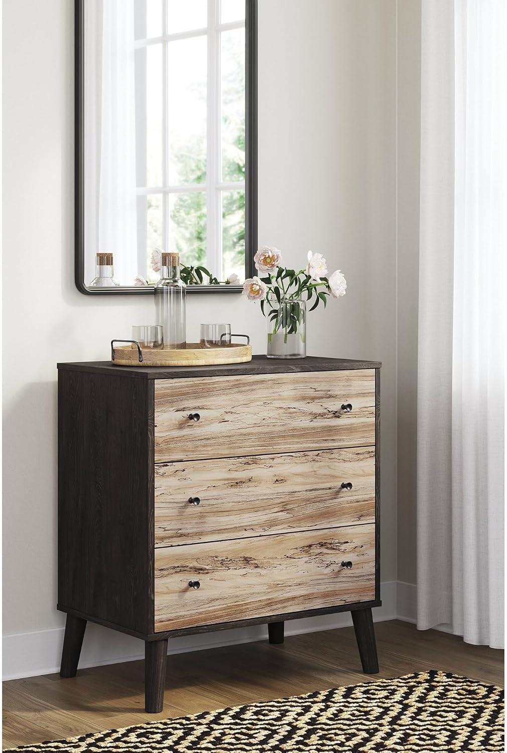 imageSignature Design by Ashley Piperton 5 Drawer Chest Black ampamp Light BrownNaturalBrown