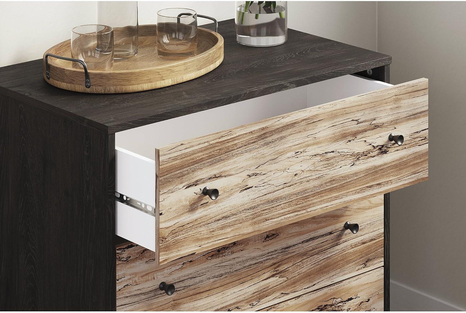 imageSignature Design by Ashley Piperton 5 Drawer Chest Black ampamp Light BrownNaturalBrown