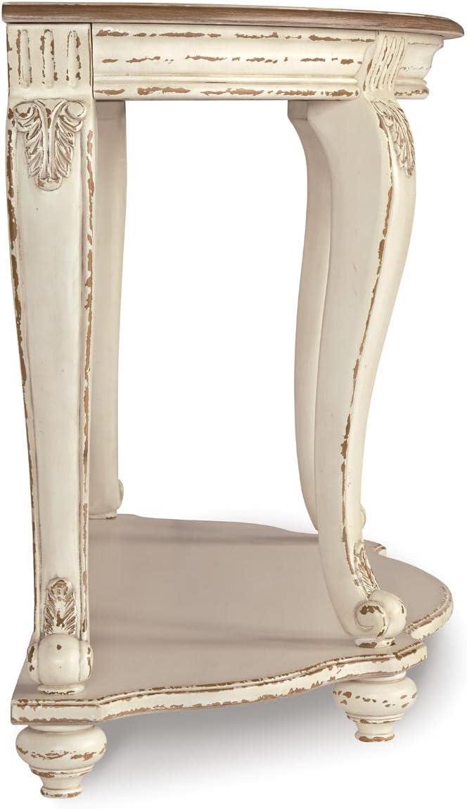 imageSignature Design by Ashley Realyn French Country SemiCircle Console Table White ampamp BrownWhitewash