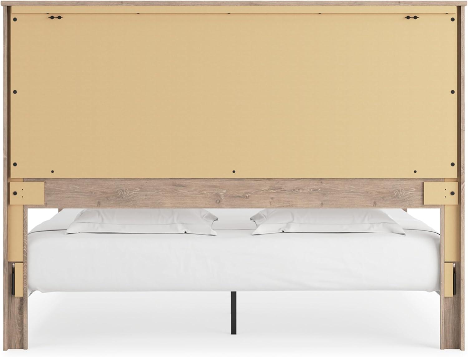 imageSignature Design by Ashley Senniberg Rustic Queen Panel Bed with Metal Slats Foundation or Box Spring Needed Light BrownLight BrownBlack