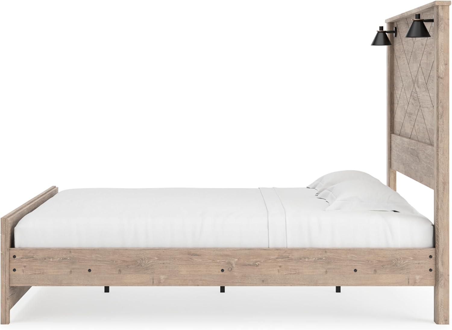 imageSignature Design by Ashley Senniberg Rustic Queen Panel Bed with Metal Slats Foundation or Box Spring Needed Light BrownLight BrownBlack