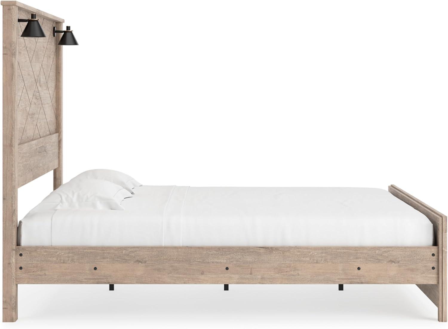 imageSignature Design by Ashley Senniberg Rustic Queen Panel Bed with Metal Slats Foundation or Box Spring Needed Light BrownLight BrownBlack