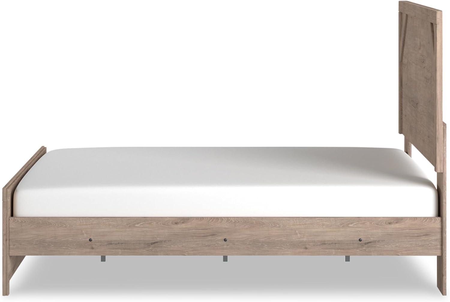 imageSignature Design by Ashley Senniberg Rustic Queen Panel Bed with Metal Slats Foundation or Box Spring Needed Light BrownLight BrownWhite