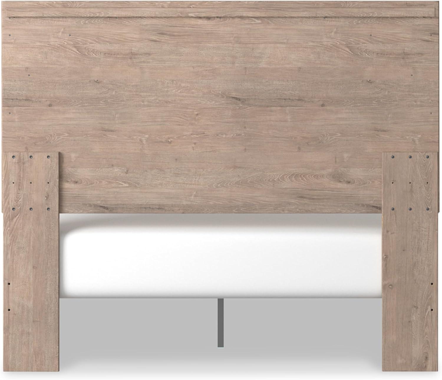 imageSignature Design by Ashley Senniberg Rustic Queen Panel Bed with Metal Slats Foundation or Box Spring Needed Light BrownLight BrownWhite