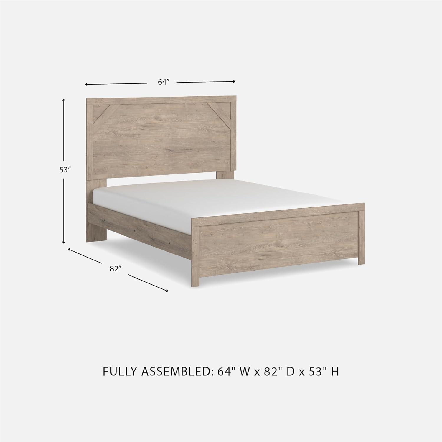 imageSignature Design by Ashley Senniberg Rustic Queen Panel Bed with Metal Slats Foundation or Box Spring Needed Light BrownLight BrownWhite