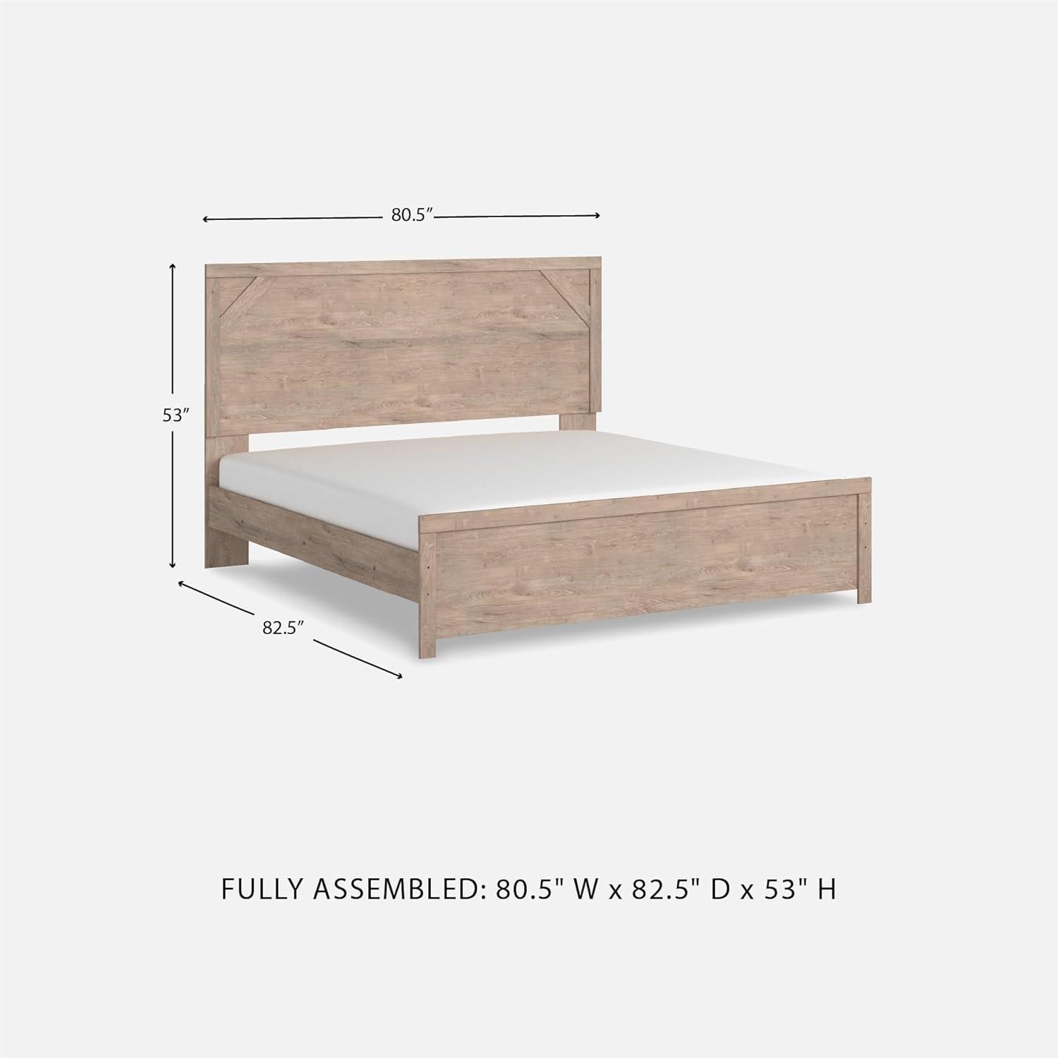 imageSignature Design by Ashley Senniberg Rustic Queen Panel Bed with Metal Slats Foundation or Box Spring Needed Light BrownLight BrownWhite