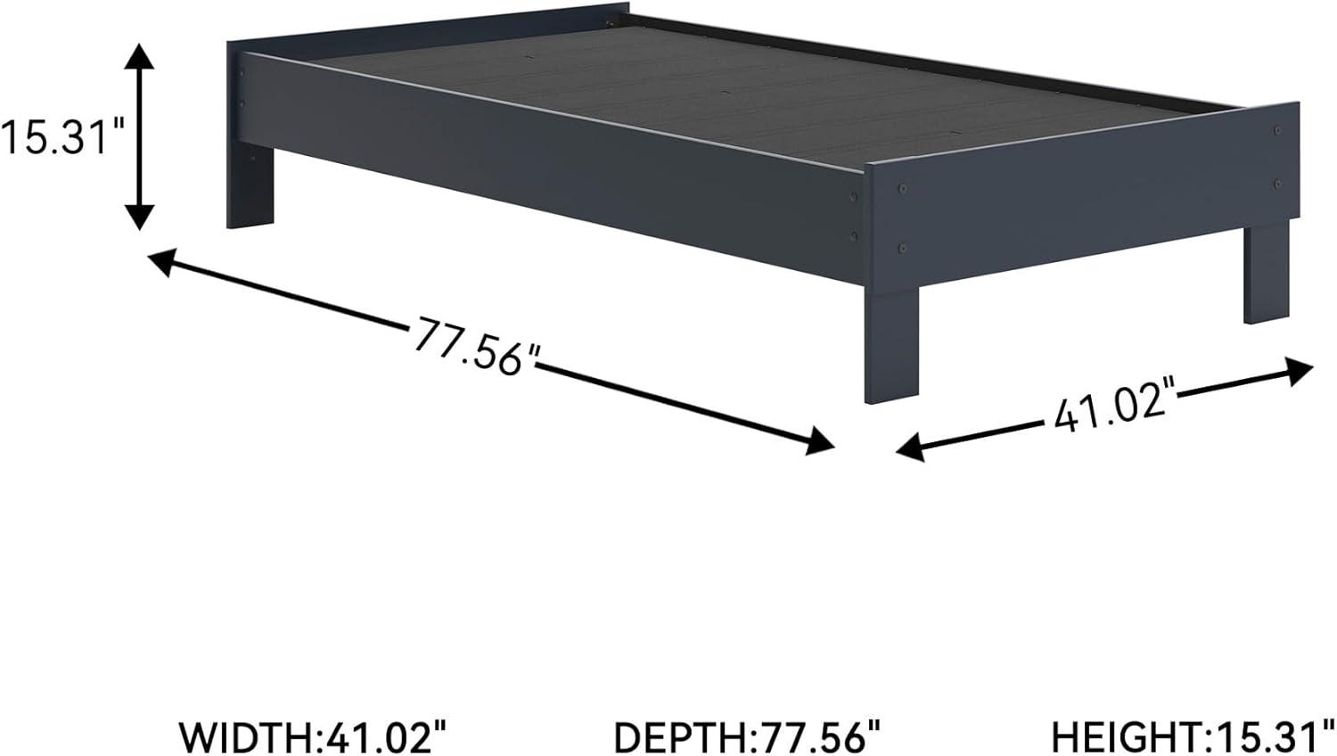 imageSignature Design by Ashley Simmenfort Vintage Twin Platform Bed with Metal Slats No Box Spring Needed Blue
