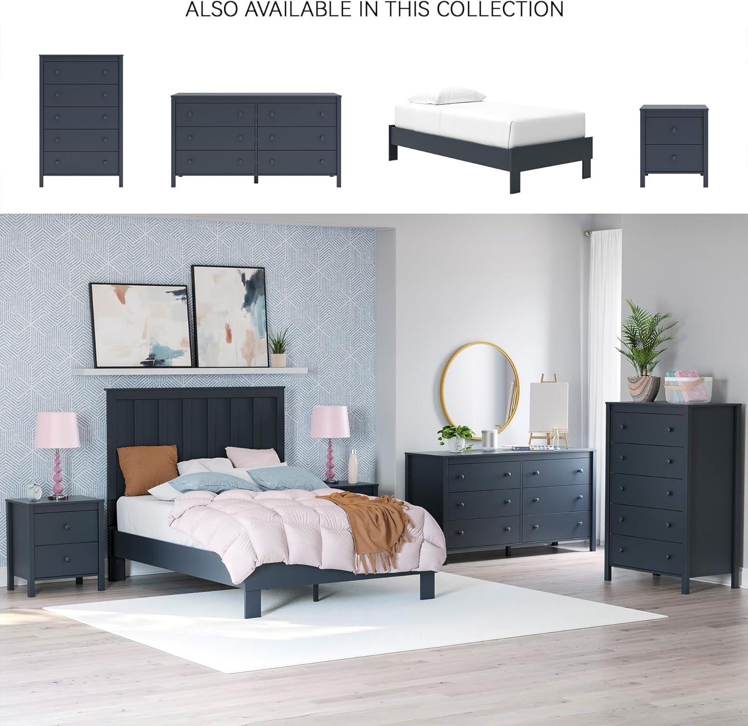 imageSignature Design by Ashley Simmenfort Vintage Twin Platform Bed with Metal Slats No Box Spring Needed Blue