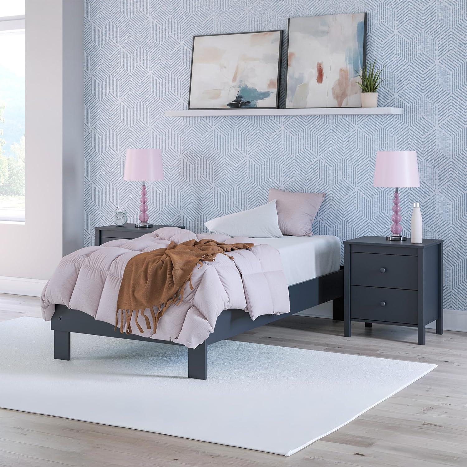 imageSignature Design by Ashley Simmenfort Vintage Twin Platform Bed with Metal Slats No Box Spring Needed Blue