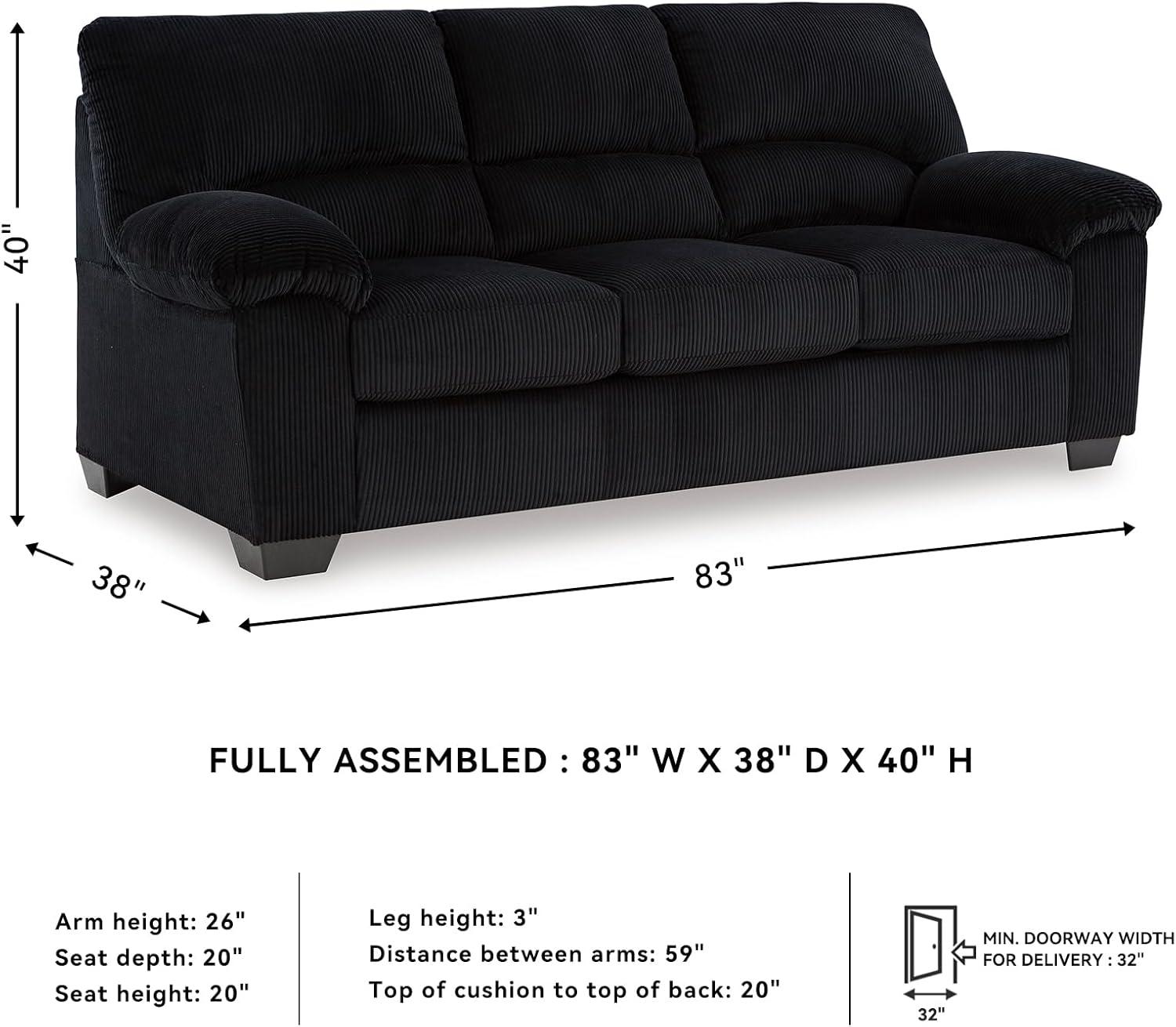 imageSignature Design by Ashley SimpleJoy Modern Sofa for Living Room BlackBlack