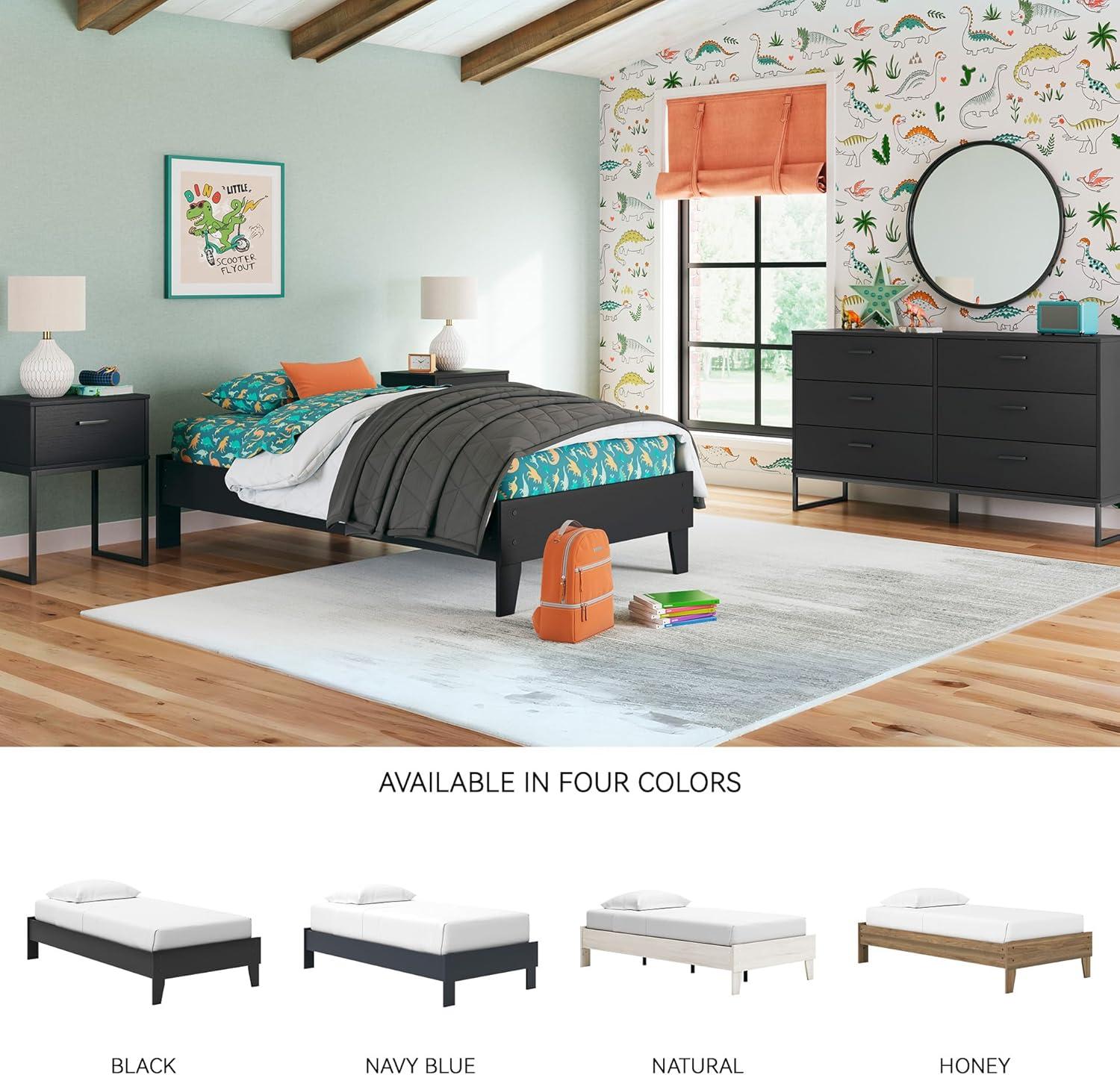 imageSignature Design by Ashley Socalle Casual Twin Platform Bed with Metal Slats No Box Spring Needed BlackBlack