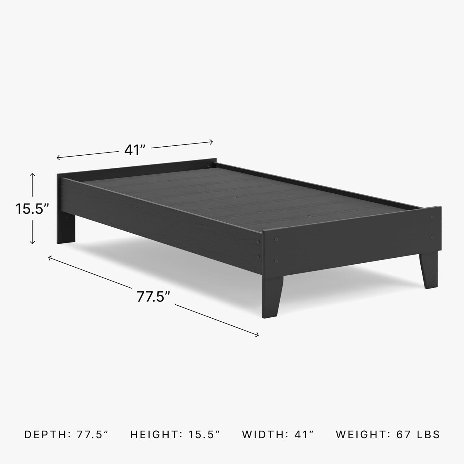 imageSignature Design by Ashley Socalle Casual Twin Platform Bed with Metal Slats No Box Spring Needed BlackBlack
