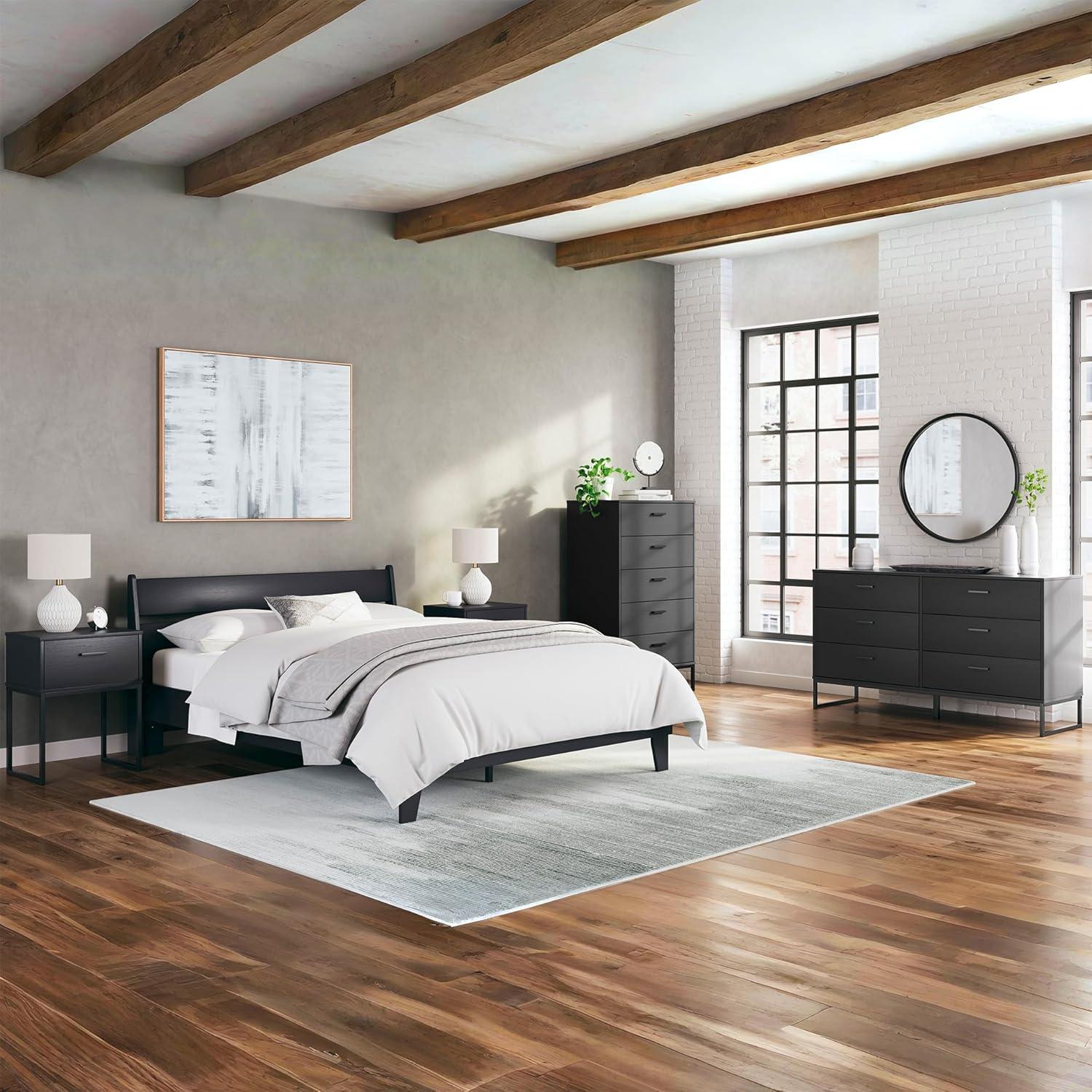 imageSignature Design by Ashley Socalle Casual Twin Platform Bed with Metal Slats No Box Spring Needed BlackBlack