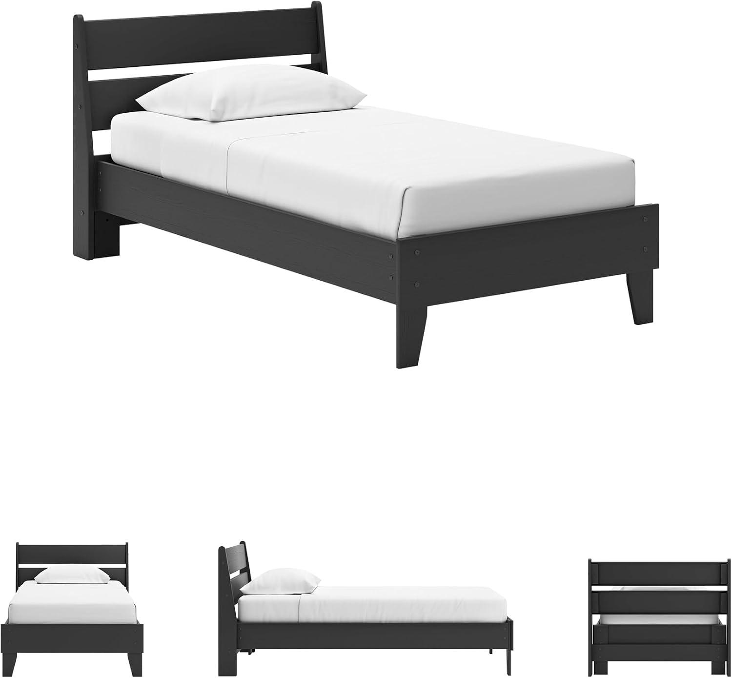 imageSignature Design by Ashley Socalle Casual Twin Platform Bed with Metal Slats No Box Spring Needed BlackBlack