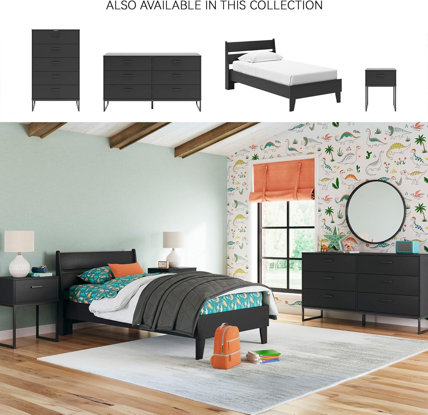 imageSignature Design by Ashley Socalle Casual Twin Platform Bed with Metal Slats No Box Spring Needed BlackBlack