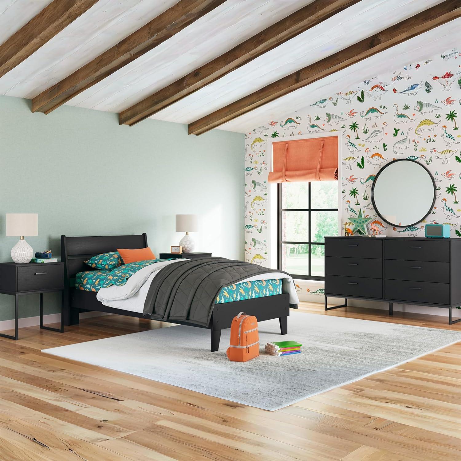 imageSignature Design by Ashley Socalle Casual Twin Platform Bed with Metal Slats No Box Spring Needed BlackBlack