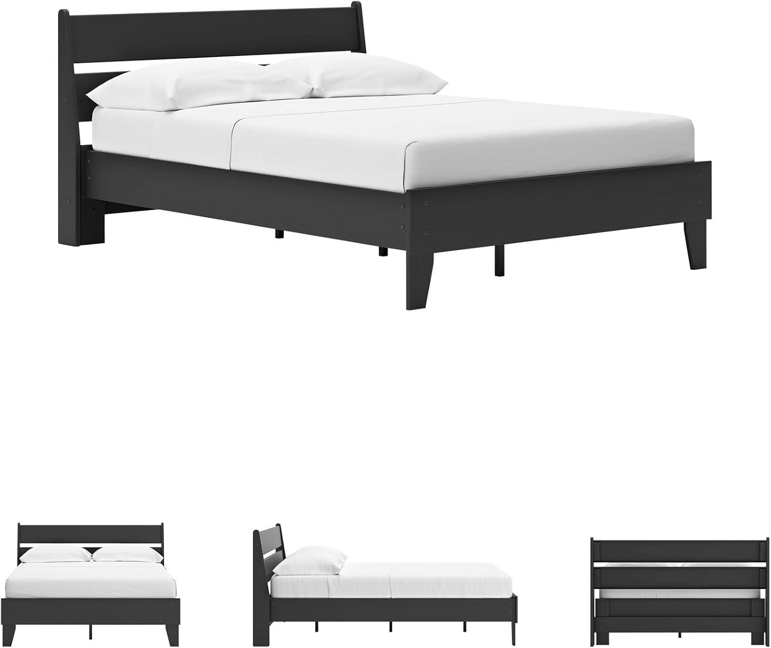 imageSignature Design by Ashley Socalle Casual Twin Platform Bed with Metal Slats No Box Spring Needed BlackBlack