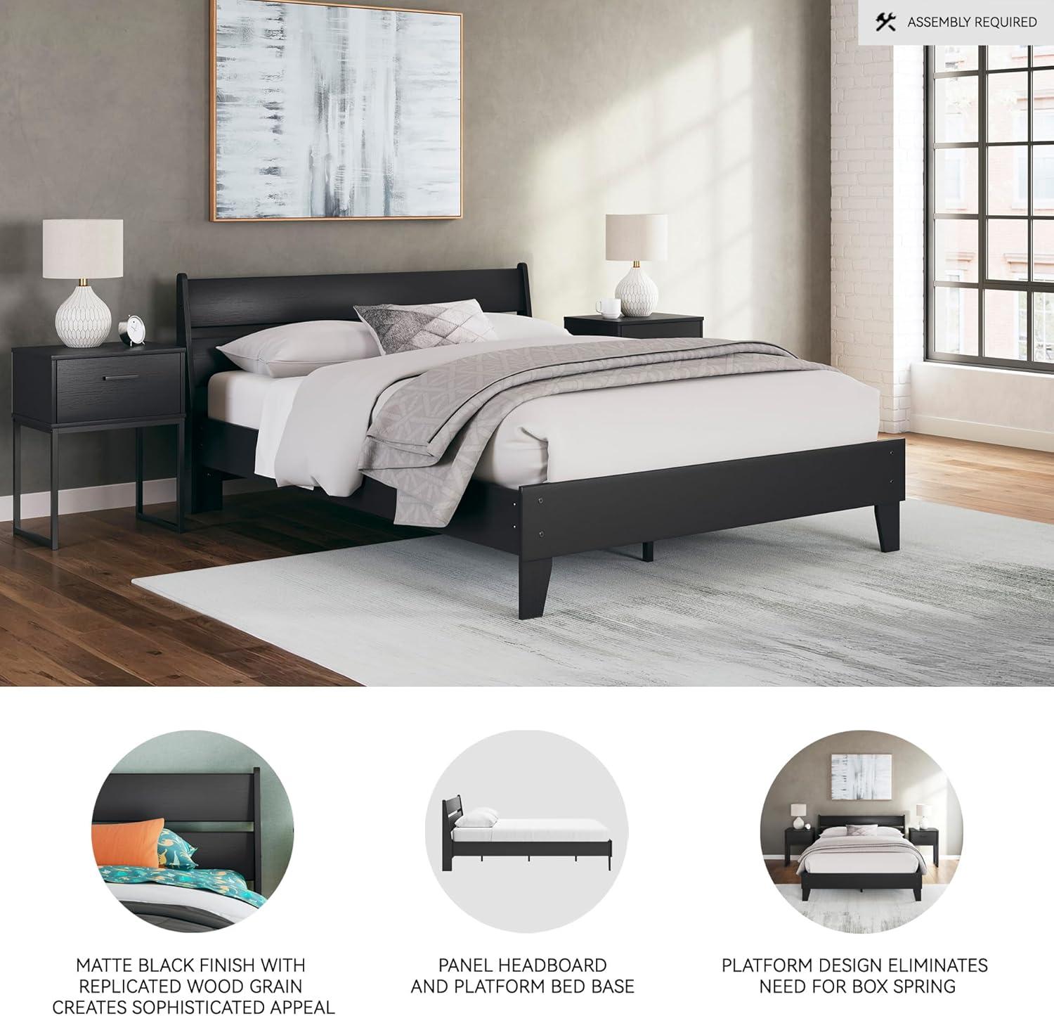 imageSignature Design by Ashley Socalle Casual Twin Platform Bed with Metal Slats No Box Spring Needed BlackBlack