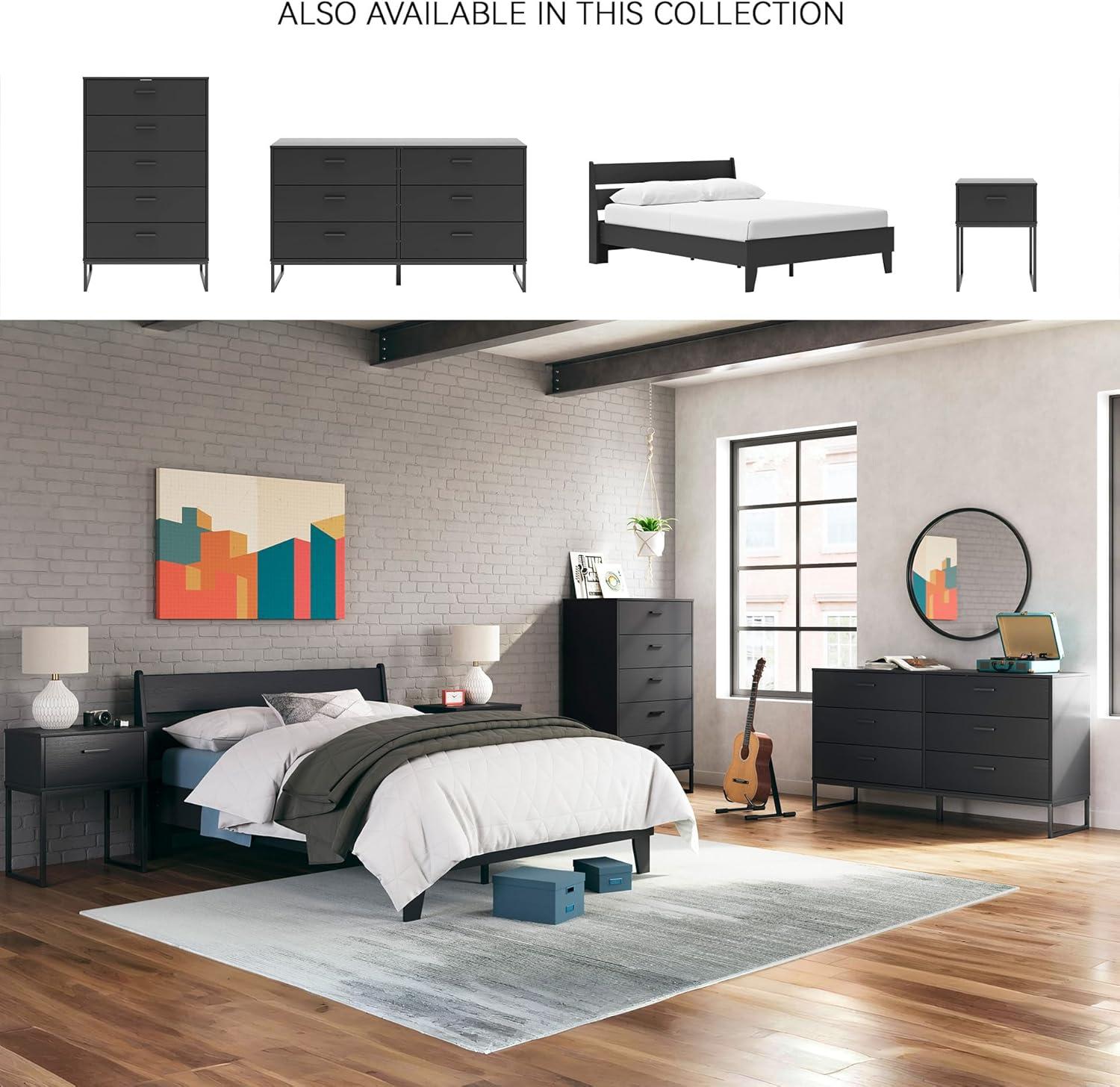imageSignature Design by Ashley Socalle Casual Twin Platform Bed with Metal Slats No Box Spring Needed BlackBlack